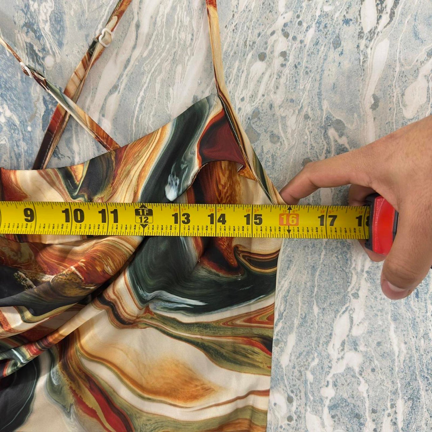 SHEIN Abstract Marble Print Maxi Dress with Spaghetti Straps (XS)