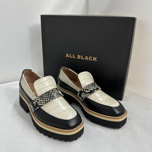 Leather Mary Jane Loafers with Croc Pattern Strap (5.5)