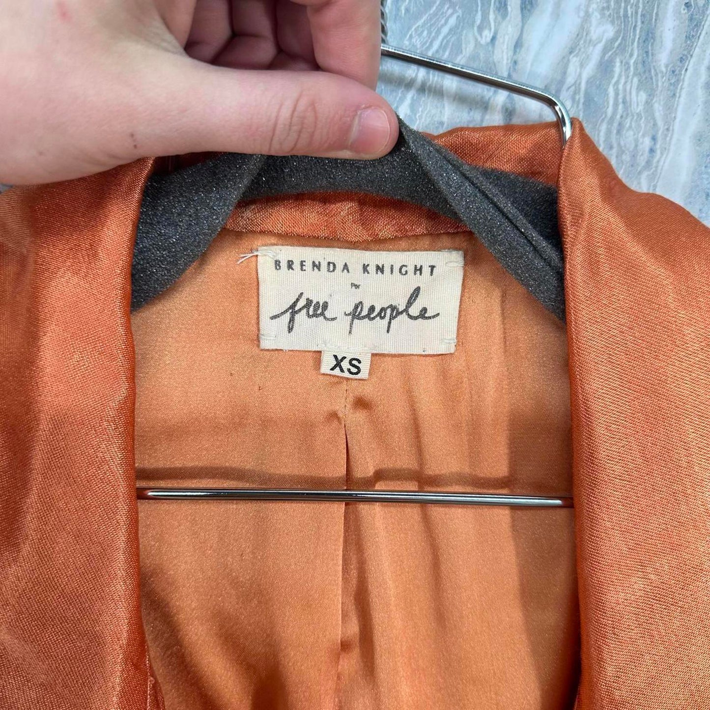 Free People Brenda Knight Orange Lux Silk Trench Coat (XS)