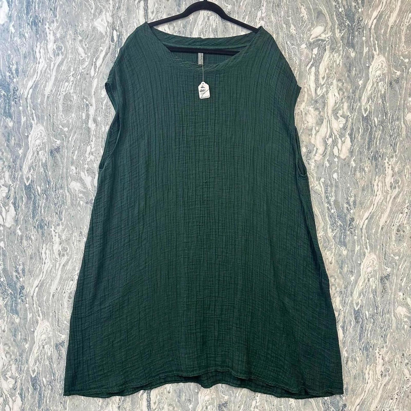 Green Textured A-Line Dress (One Size)
