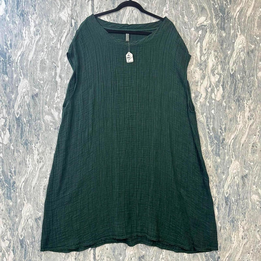 Green Textured A-Line Dress (One Size)