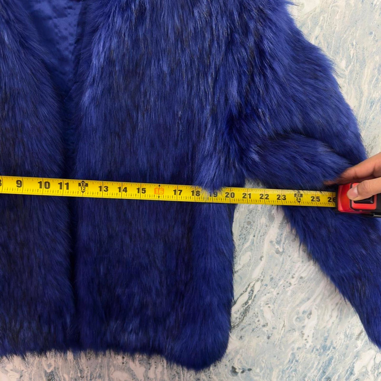 Club London Faux Fur Blue Women's Outerwear Jacket (US 6)