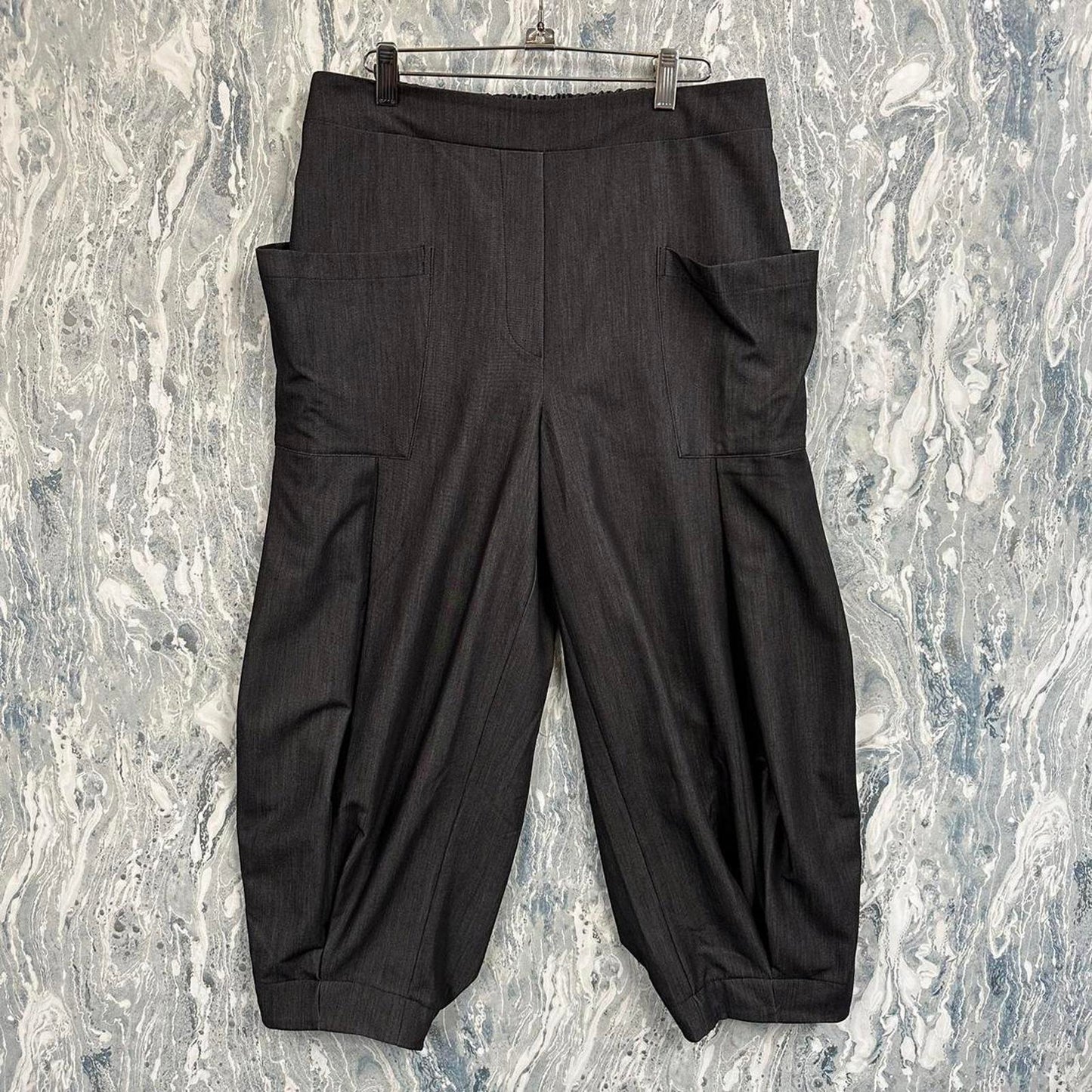 grey wide leg office pants (L)