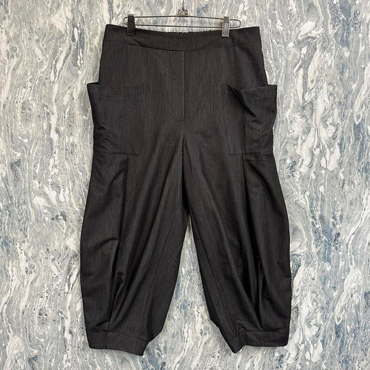 grey wide leg office pants (L)
