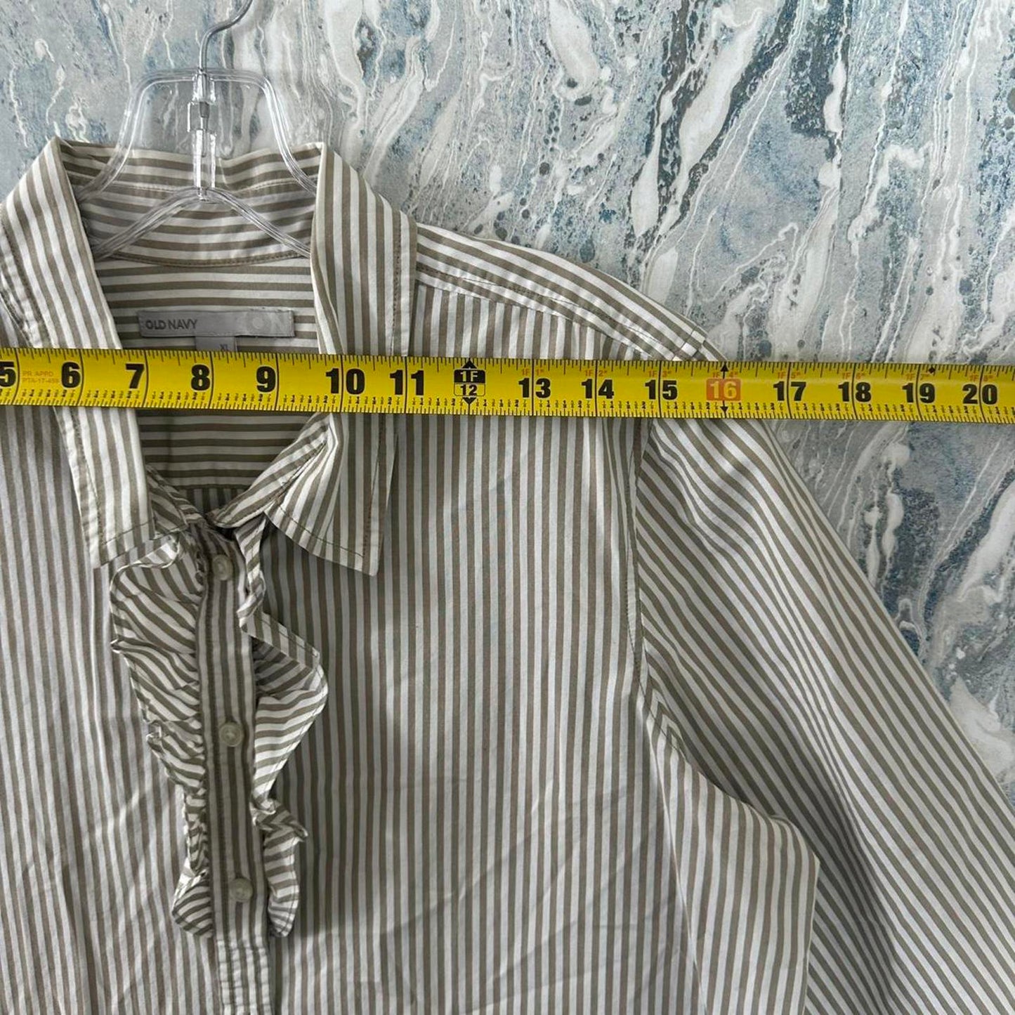 Vintage OLD NAVY Classic Striped Button-Up Blouse with Tie Neck Detail (XL)