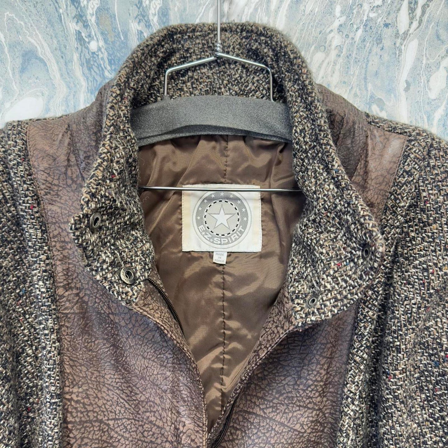 vintage brown leather & tweed jacket (7/8)