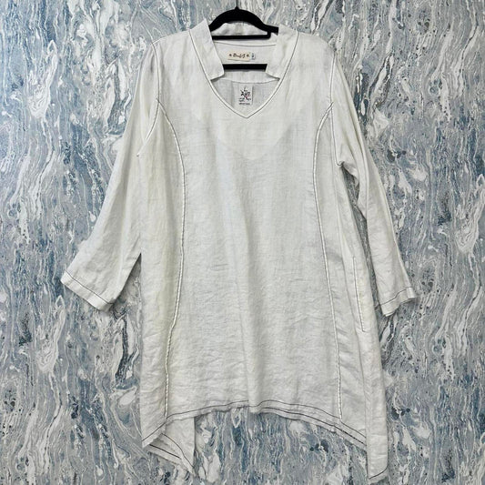 Bodil Minimalist White Linen Tunic (L)