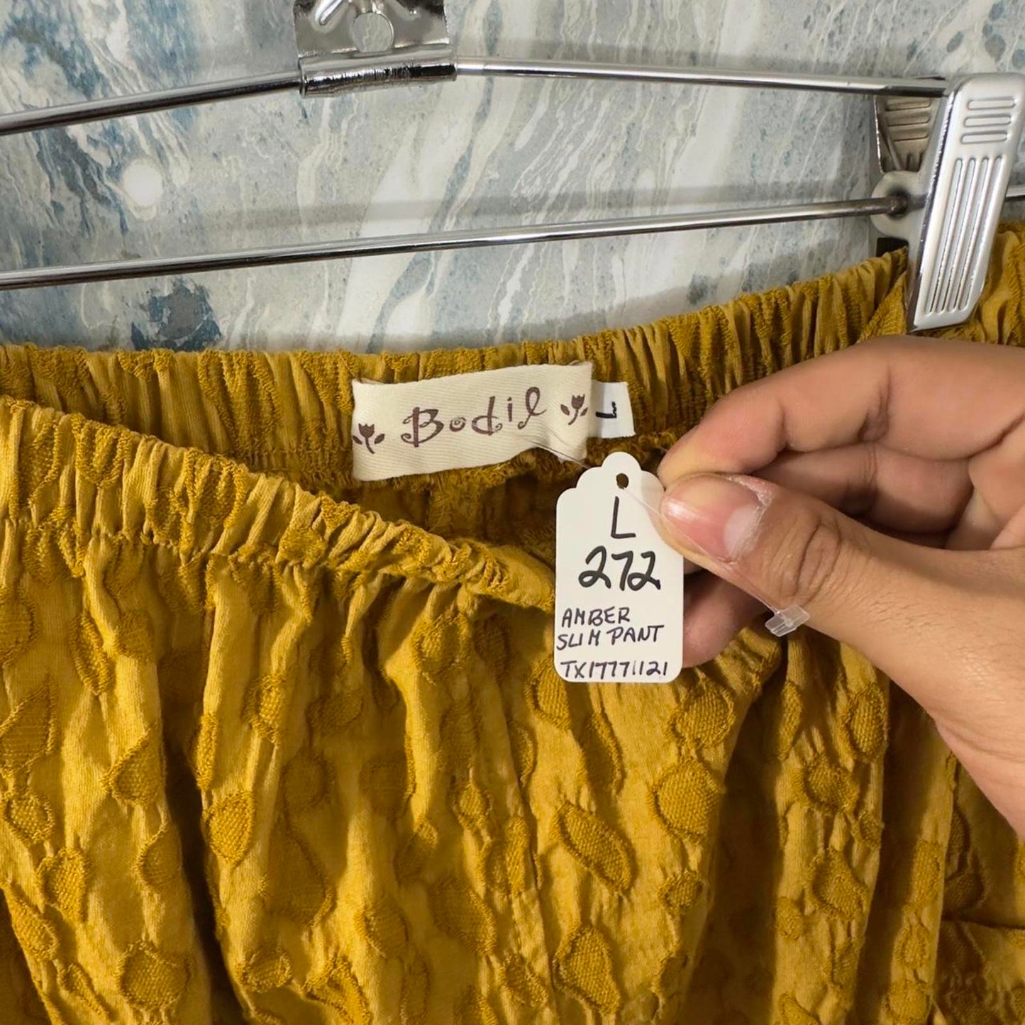 Boho Amber Yellow Textured Pants (L)