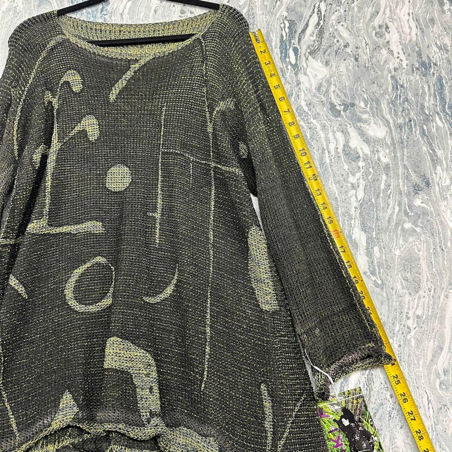 Dark Green Abstract Knit Sweater (One Size)