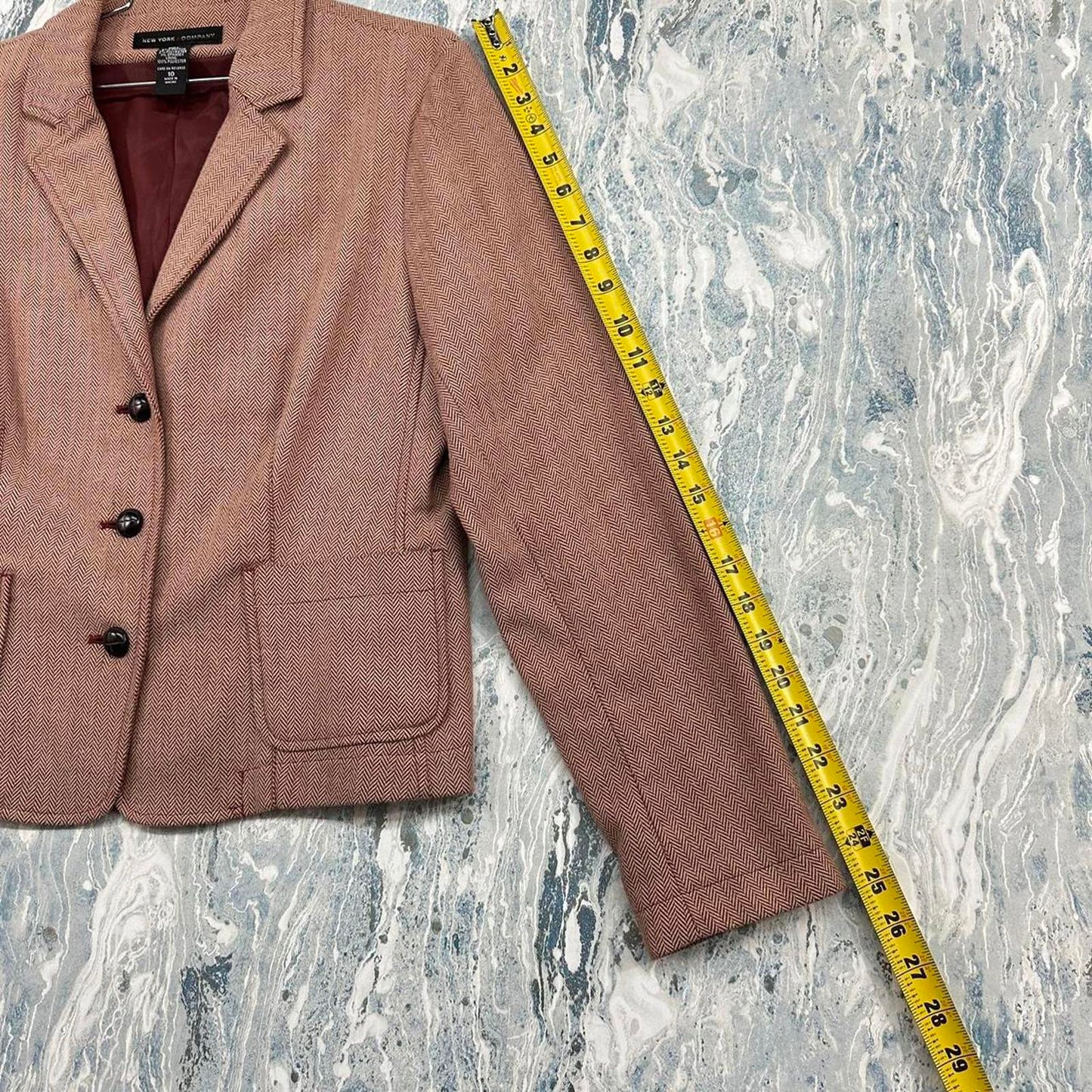 NEW YORK & COMPANY Classic Brown Herringbone Women's Blazer Jacket (10)