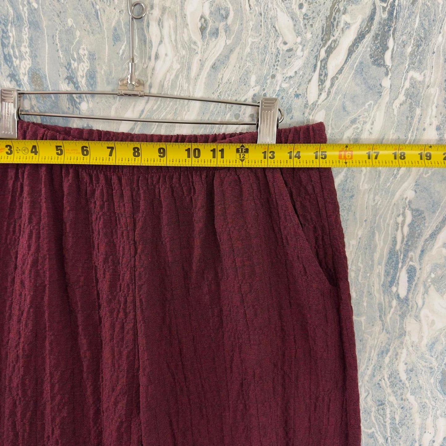 Designer Burgundy Textured Wide Leg Pants (L)