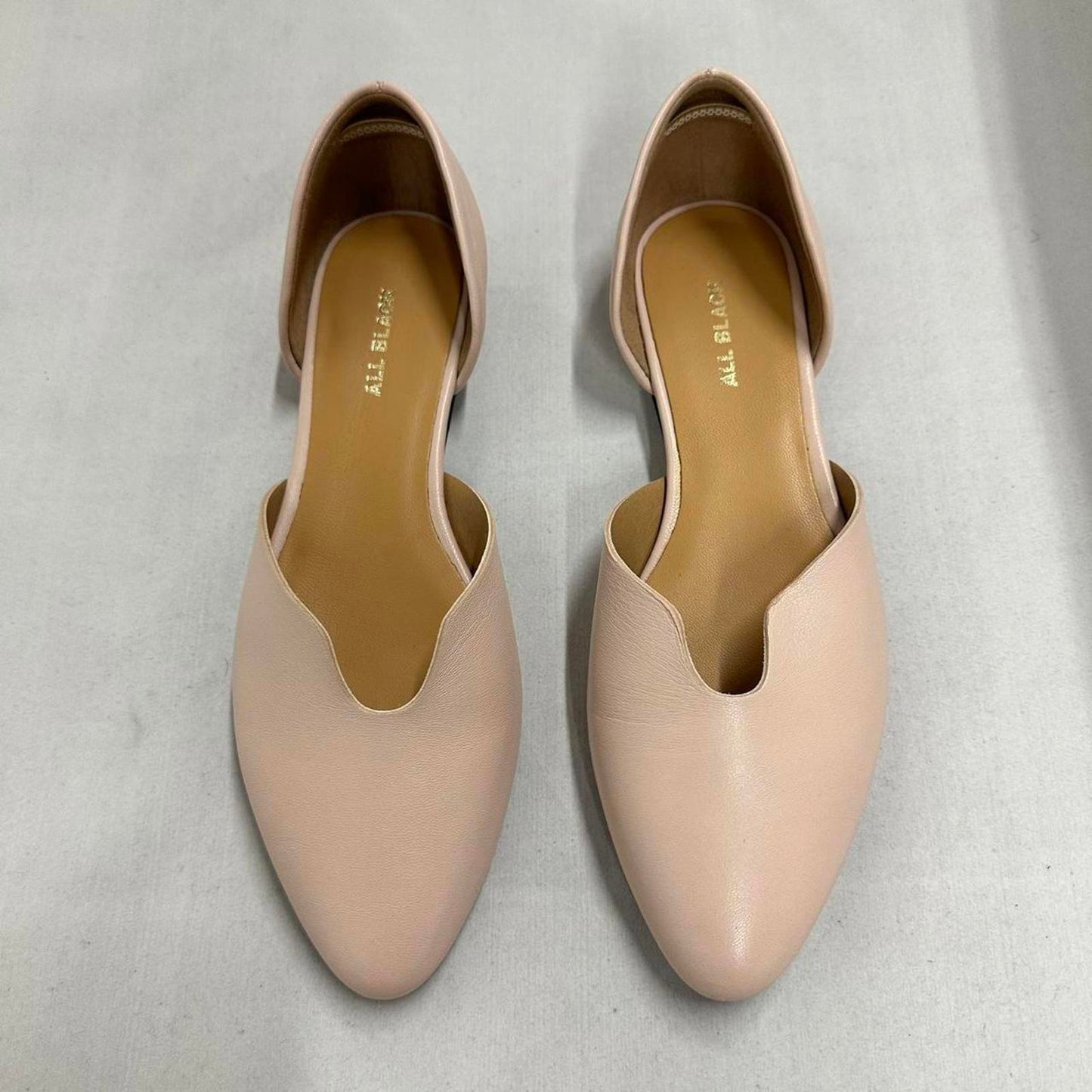 Contemporary Tan Leather Ballet Flats (37)
