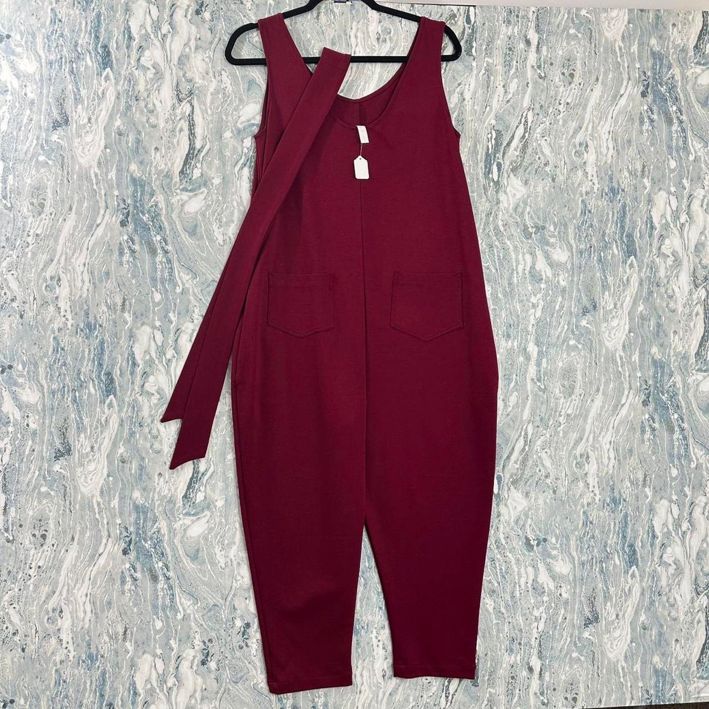 Casual Maroon Sleeveless Jumpsuit (S/M)
