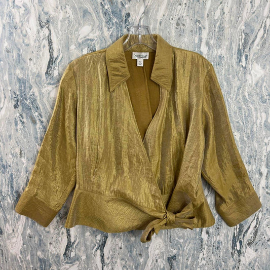 Vintage Coldwater Creek Metallic Gold Wrap Blouse with Tie Detail (PL)
