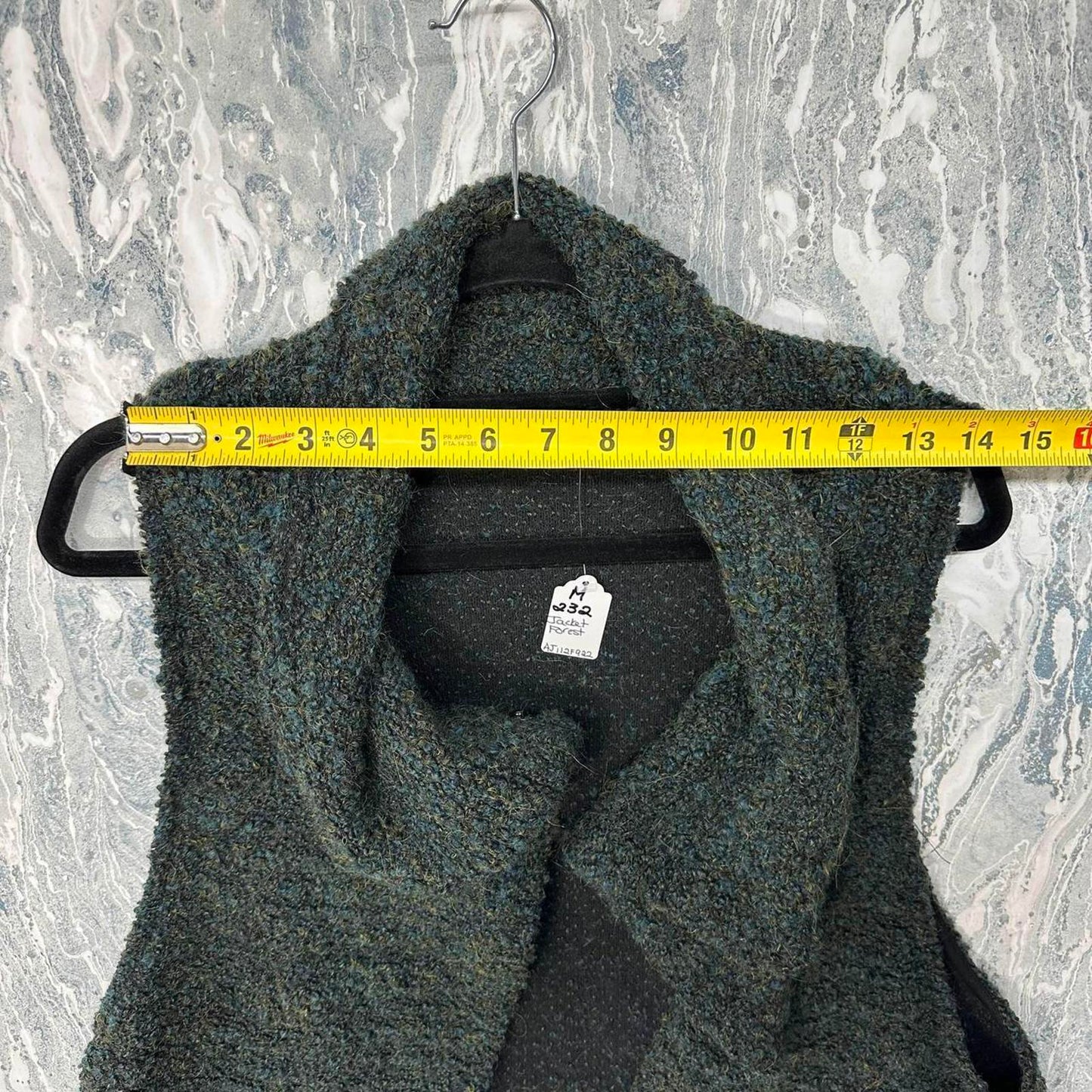Dark Green Textured Sleeveless Sweater Vest (M)