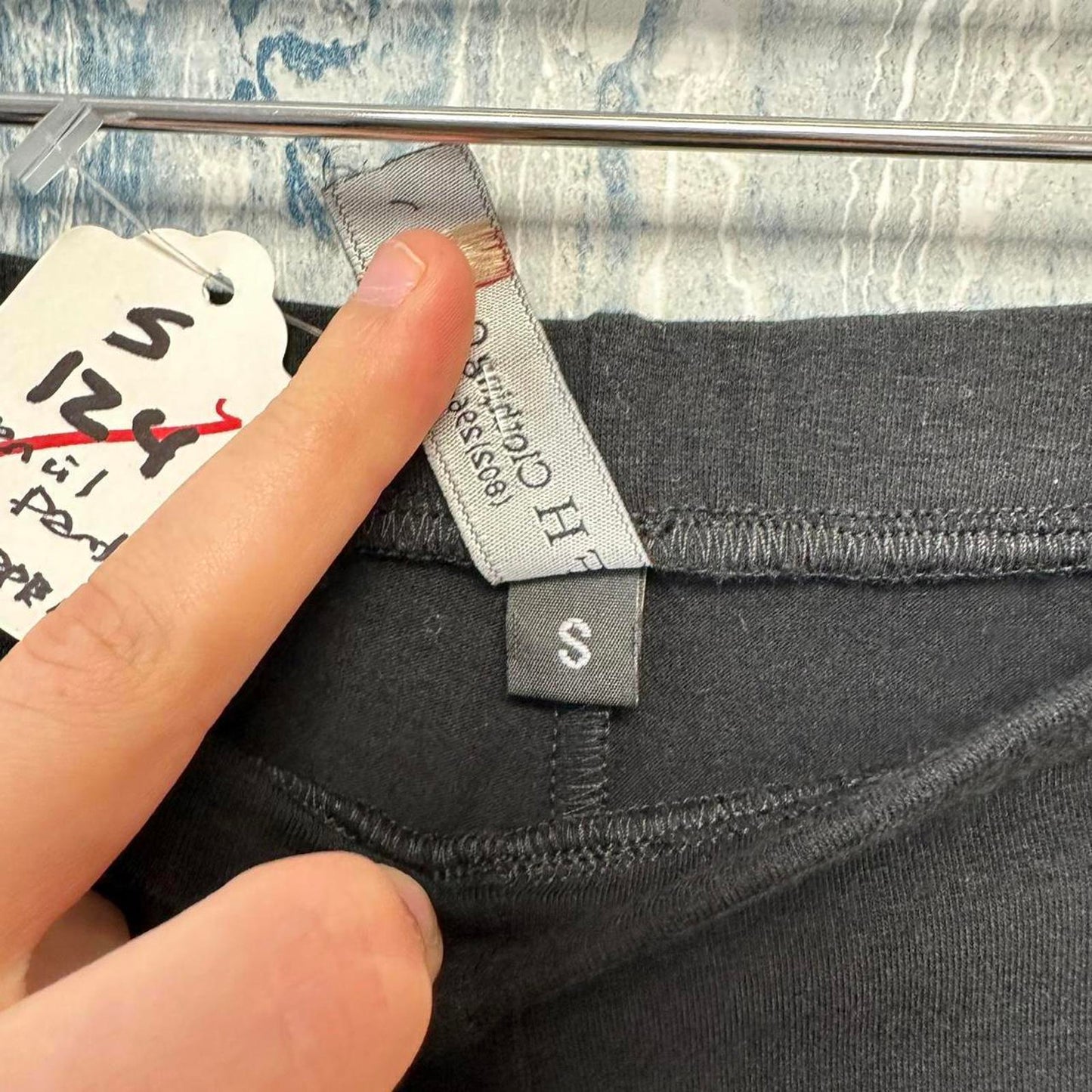 Minimalist basic black pencil legging pants (S)