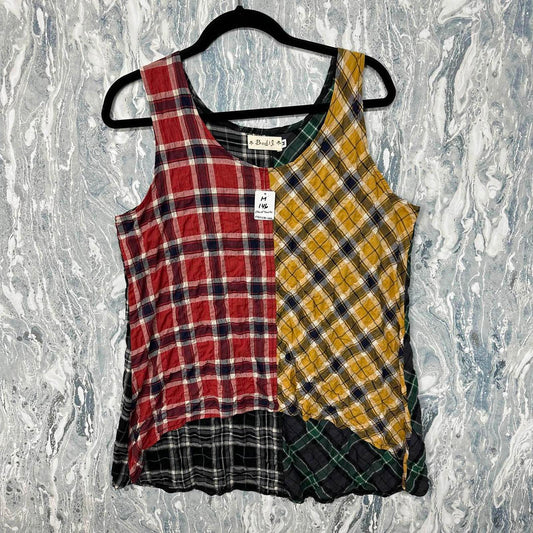 Designer Patchwork Plaid Sleeveless Top (M)