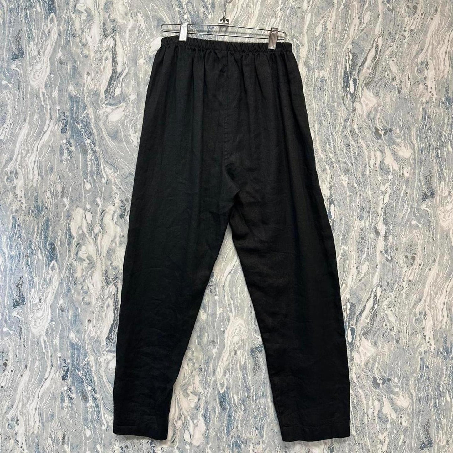 Minimalist basic black linen pants (S)