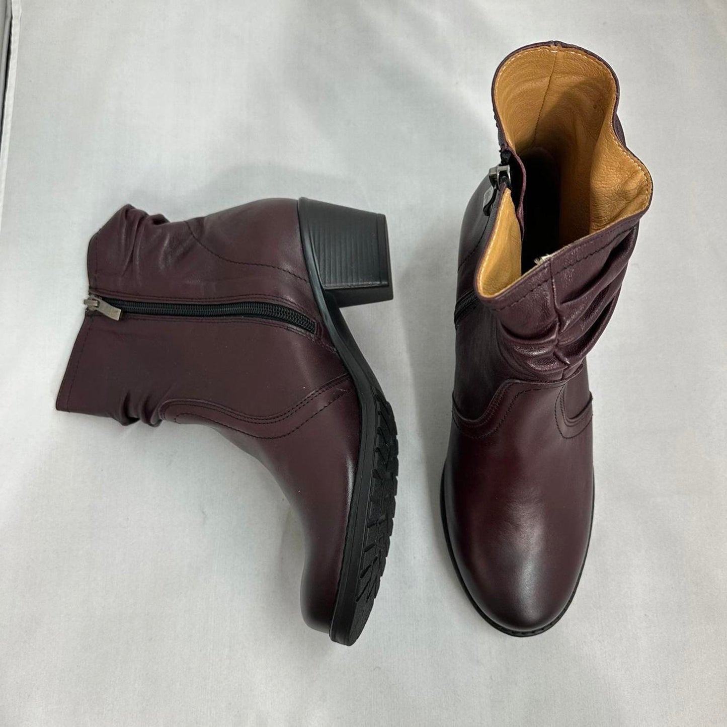 Burgundy Leather Ankle Boots (9.5)