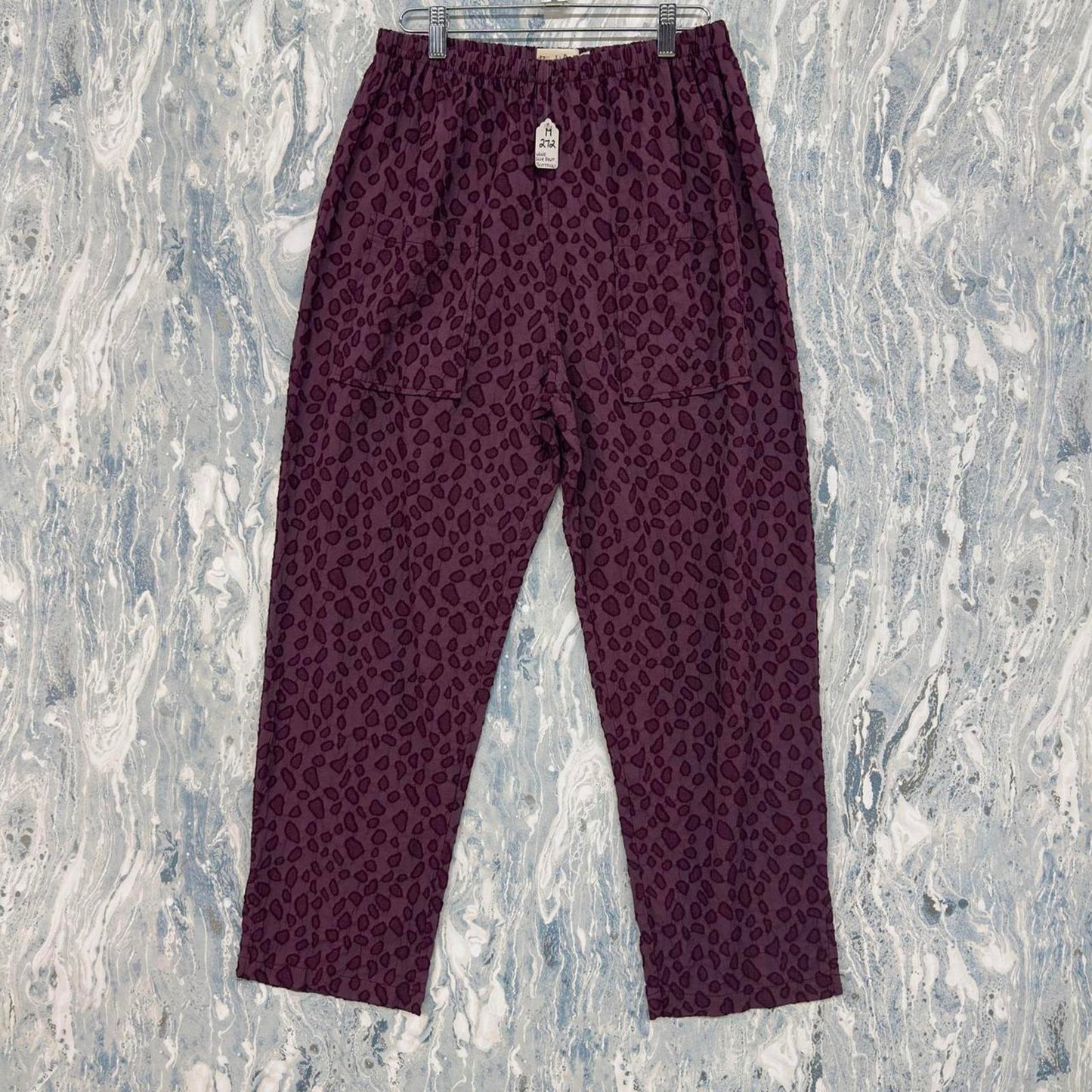 Leopard Print Burgundy Pants (M)