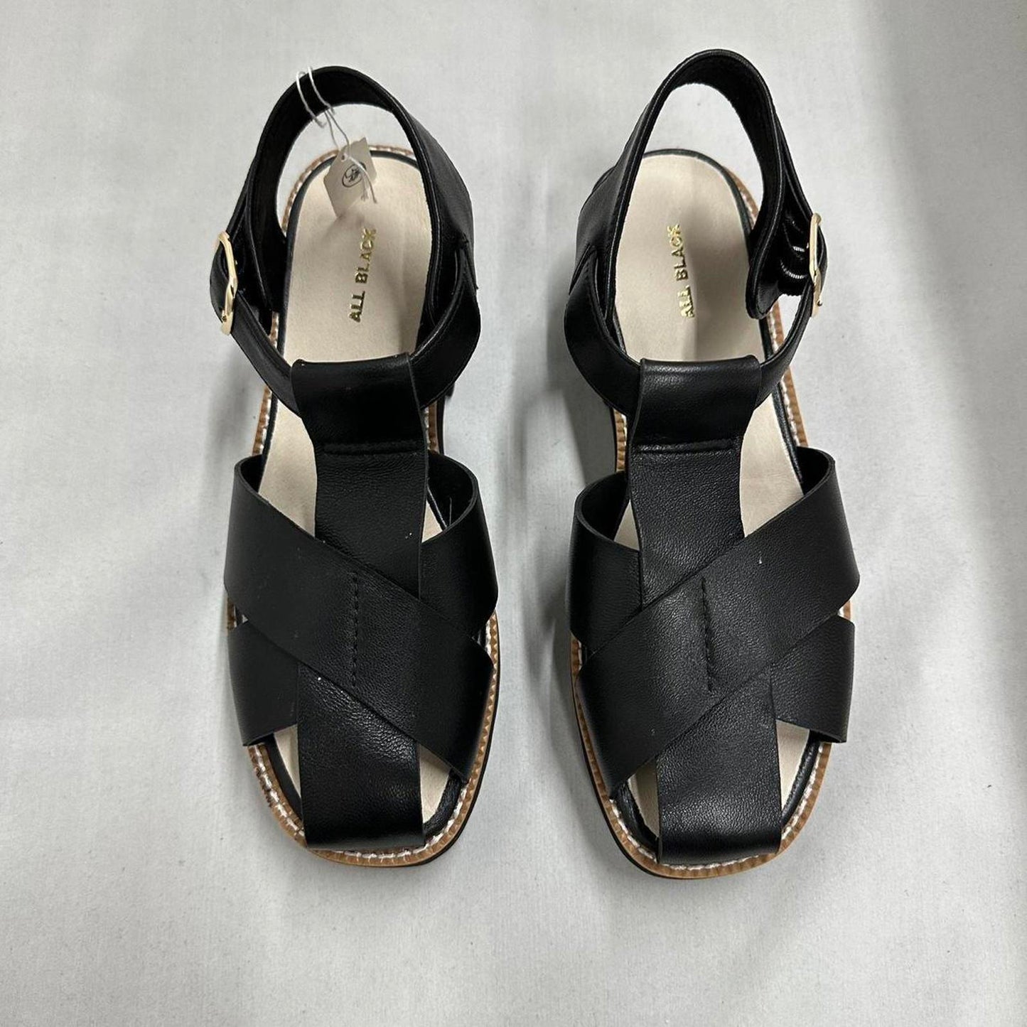 Designer Sleek Black Strappy Platform Sandals (38)