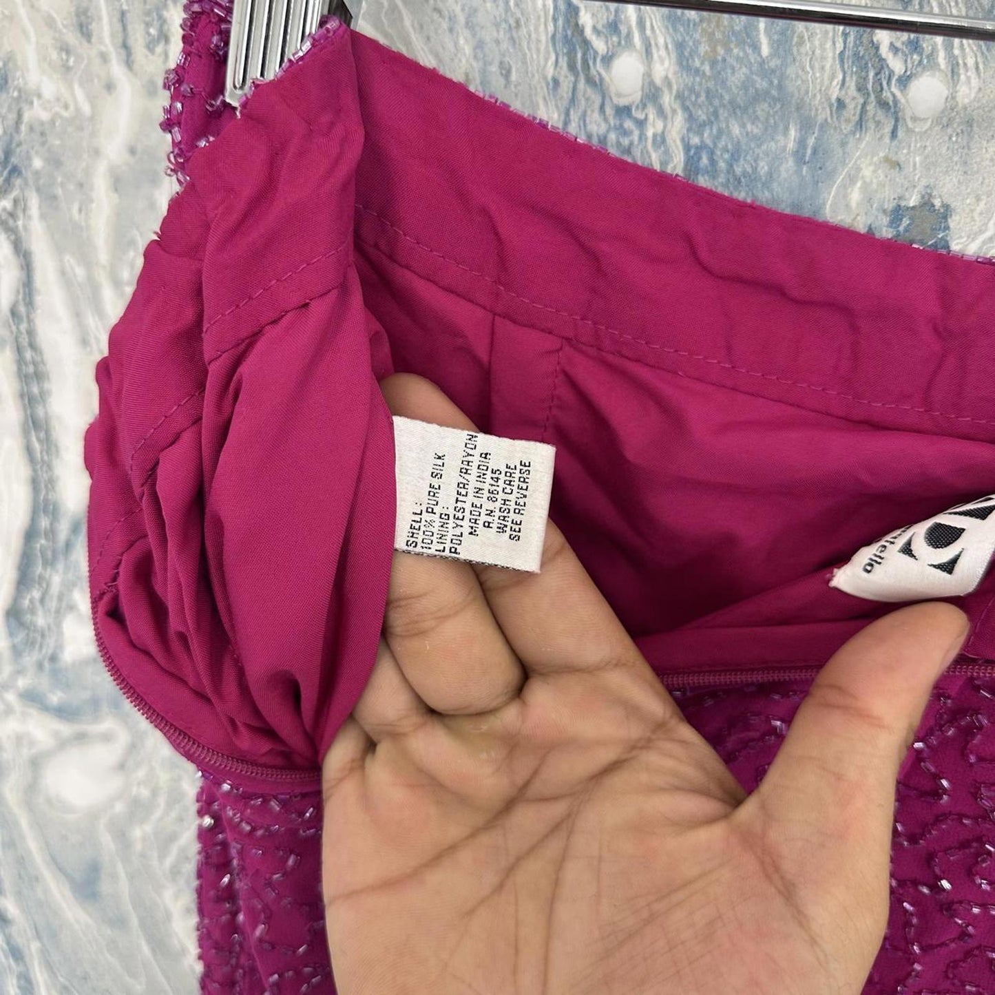 Vintage Andretta Donatello Beaded Hot Pink Silk Maxi Skirt (XS)