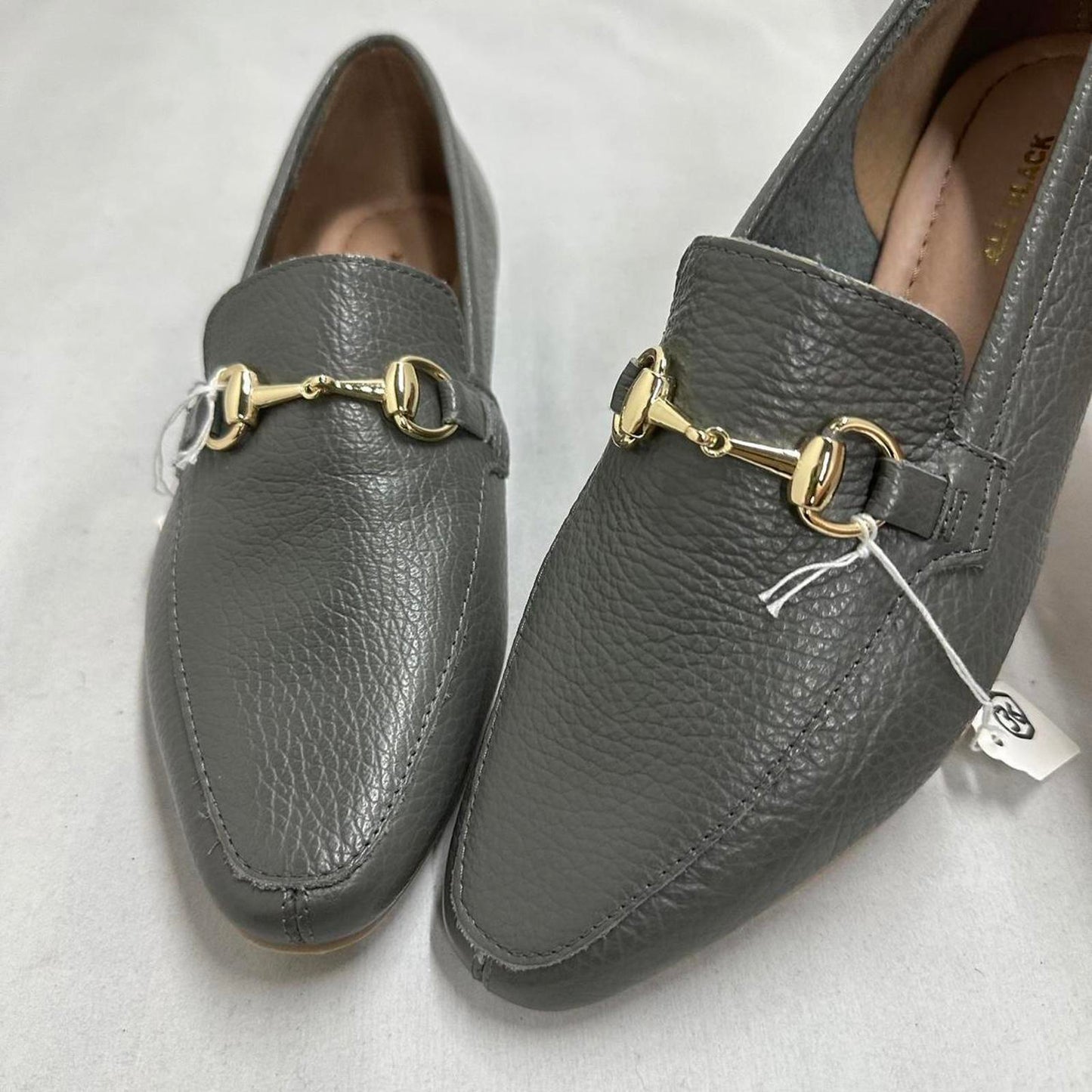 Designer Gray Leather Loafer Links (36)