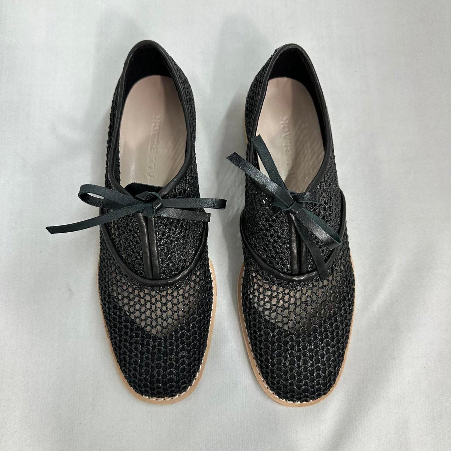 Black Mesh Lace-Up Loafers (6)