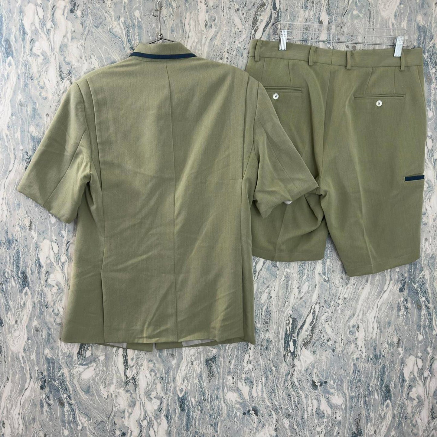 Preppy Sage Green Short Sleeve Blazer & Shorts Suit Set (M)