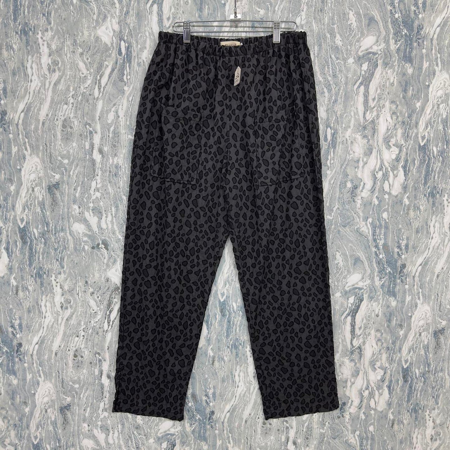 Dark Leopard Patterned Relaxed Pants (L)