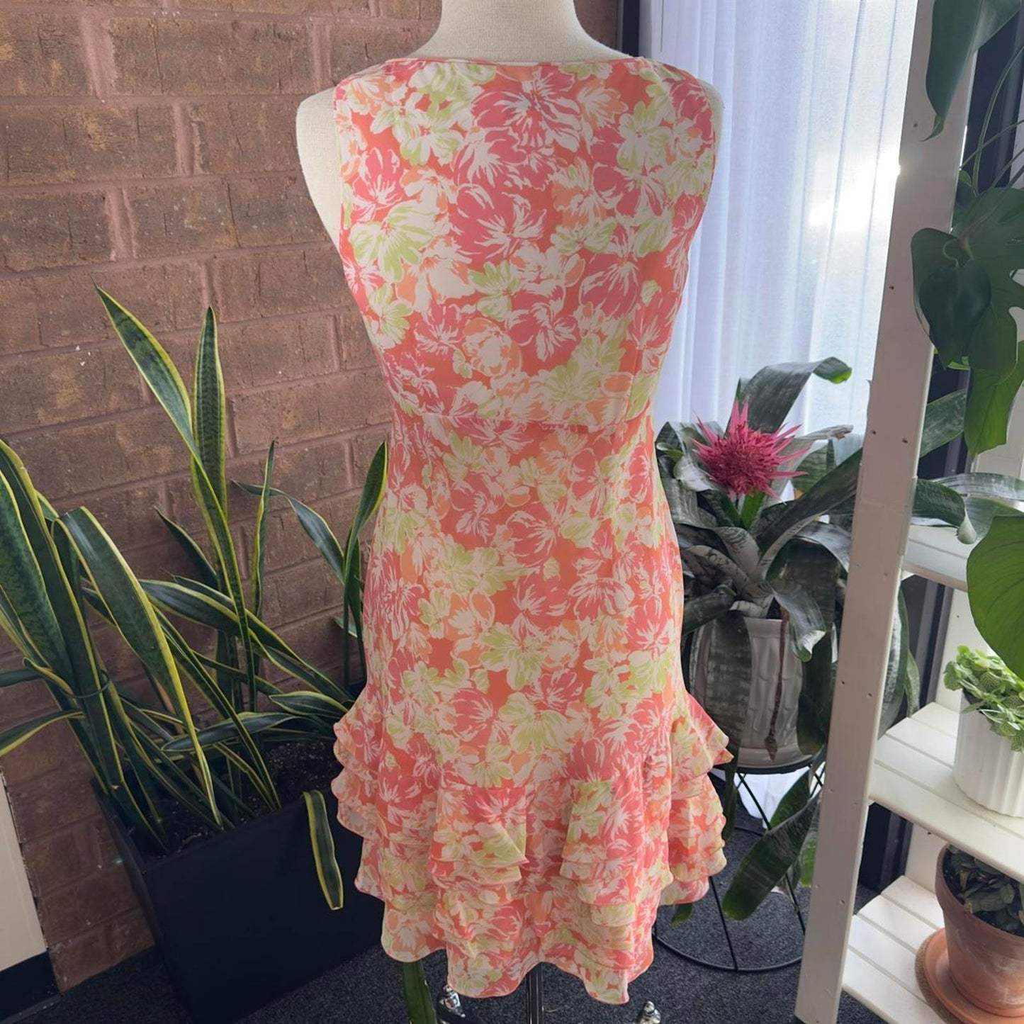 Vintage y2k pink floral midi dress (8)