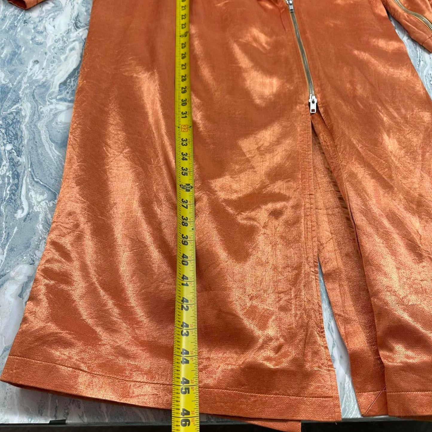 Free People Brenda Knight Orange Lux Silk Trench Coat (XS)