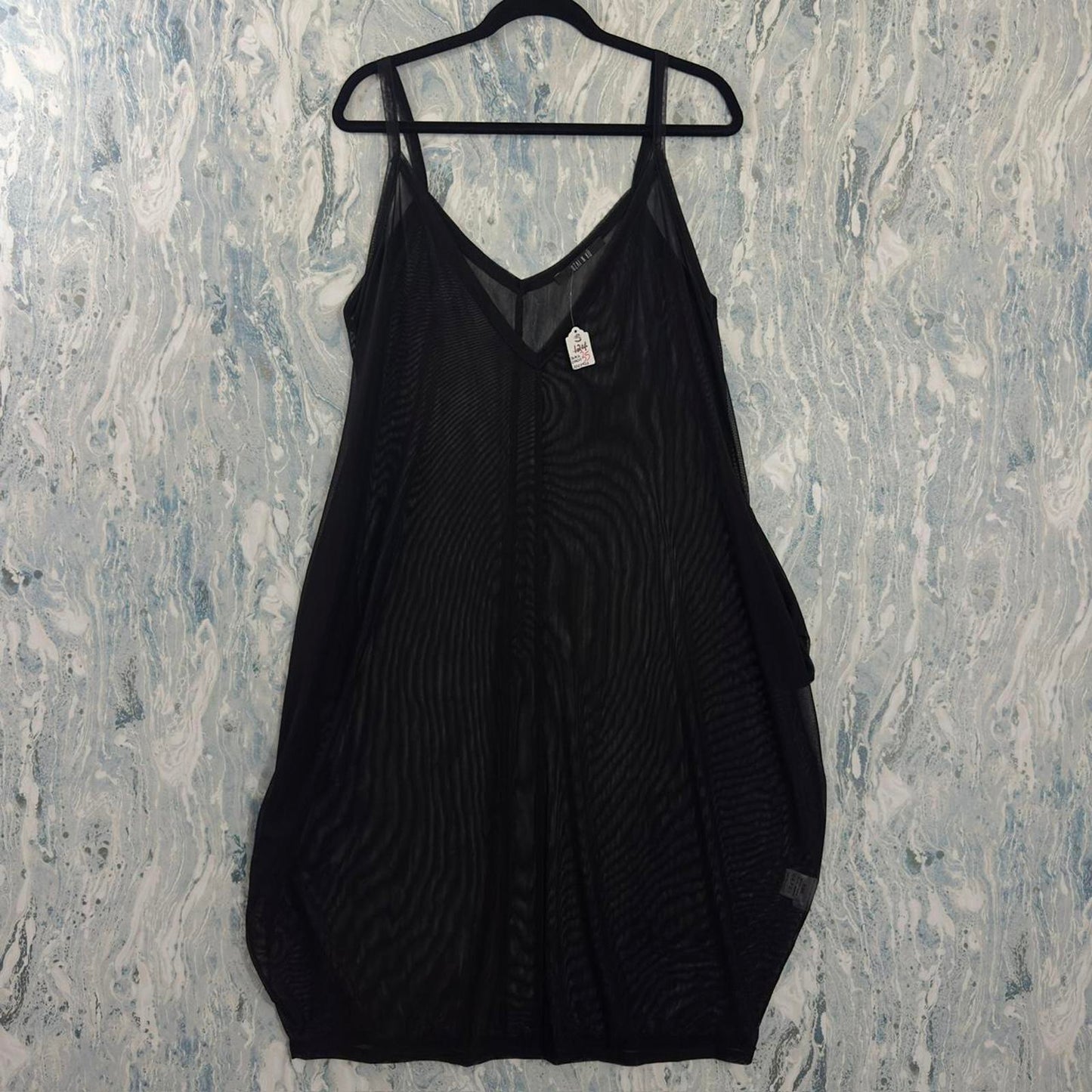 Designer Sheer Black Mesh Slip Dress (S)