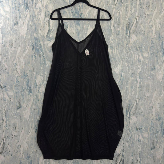 Designer Sheer Black Mesh Slip Dress (S)