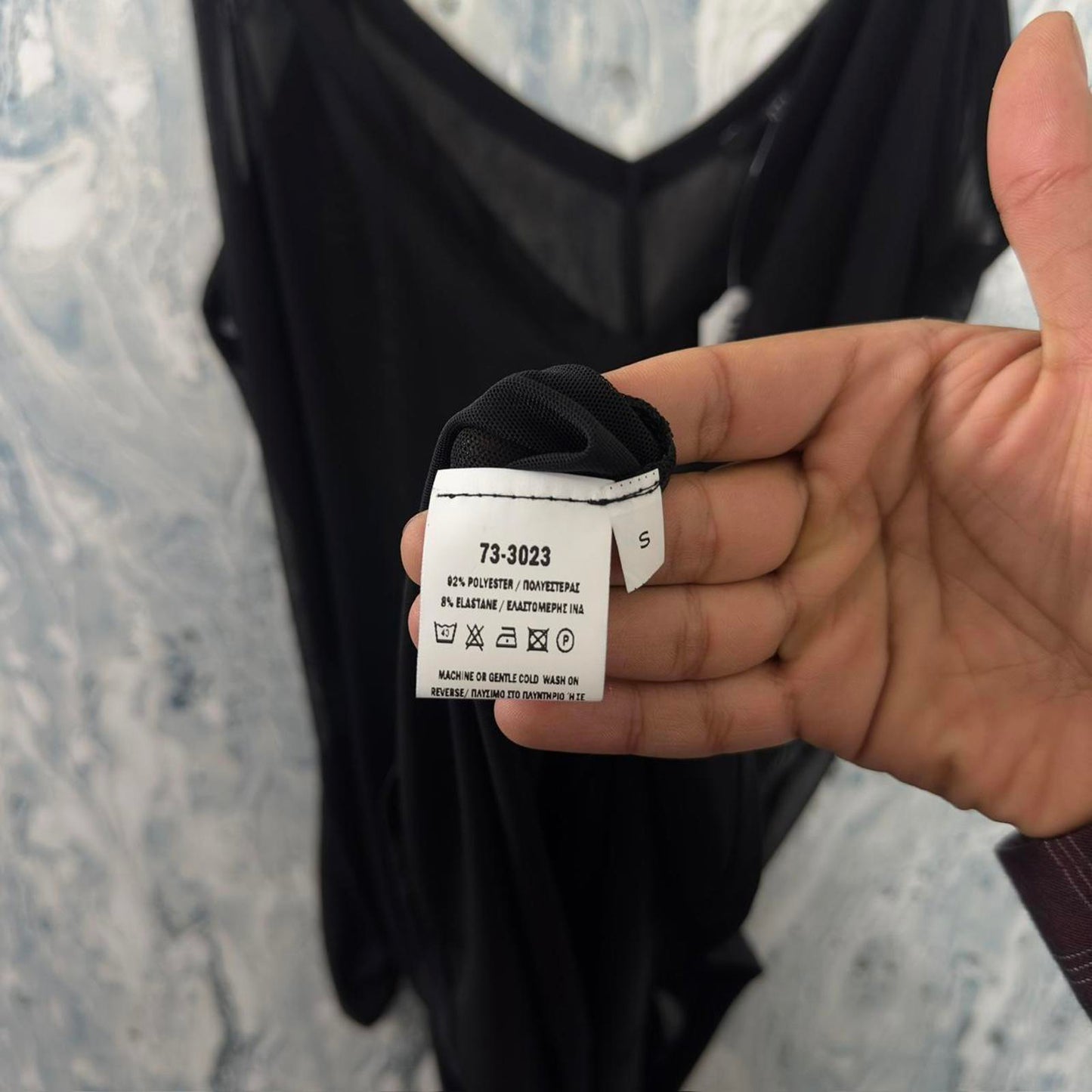 Designer Sheer Black Mesh Slip Dress (S)