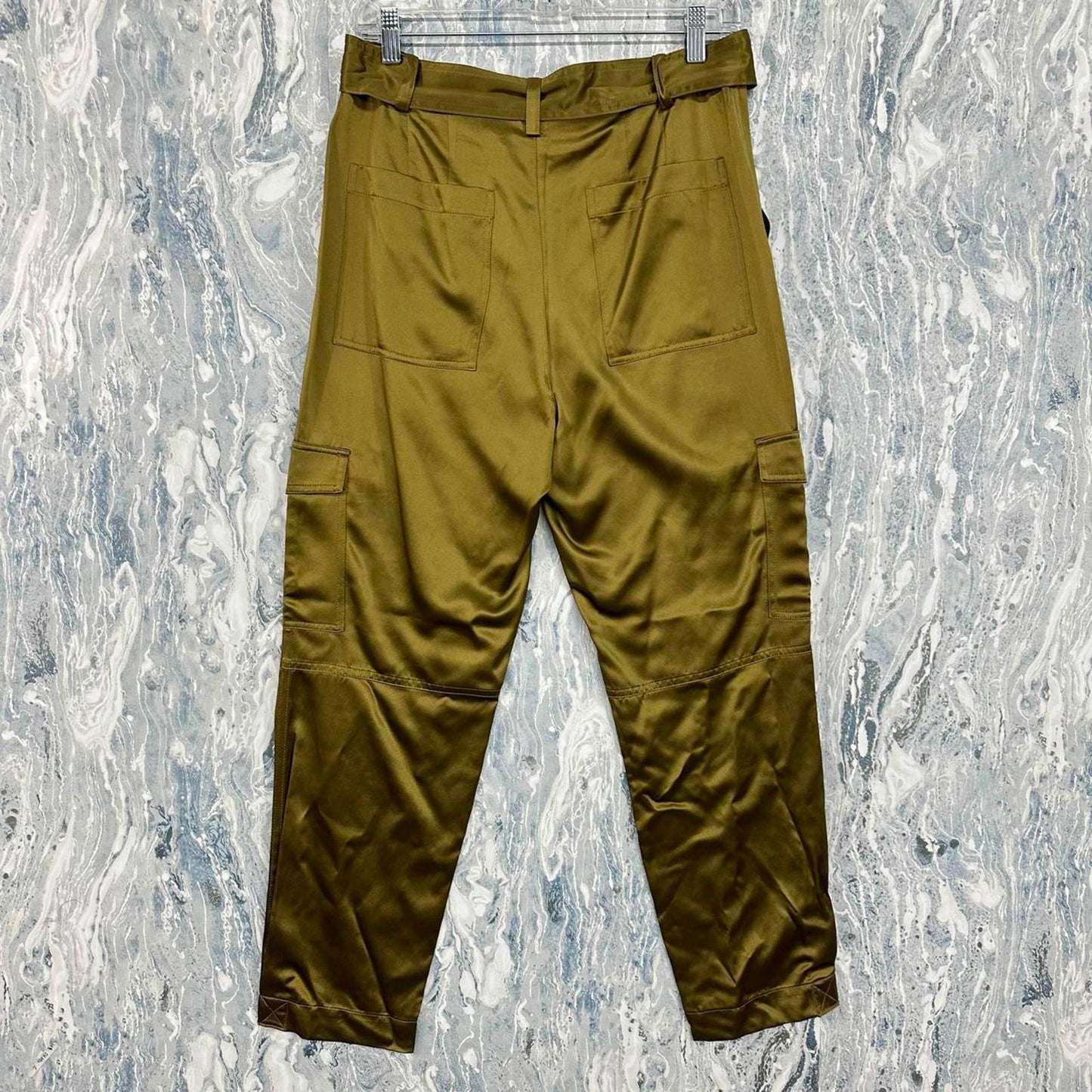 Dark Gold Silk Banana Republic Belted Cargo Pants (4)