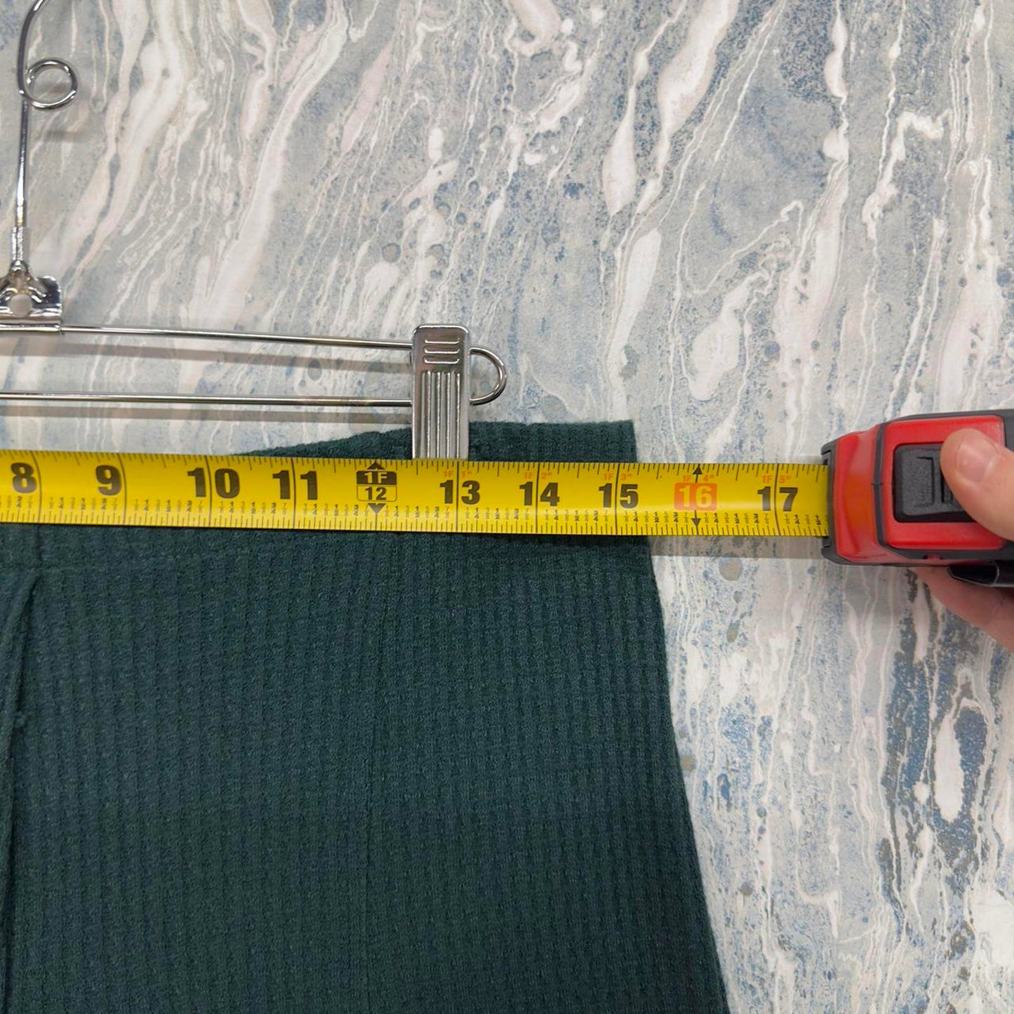 Dark Green Waffle Knit Wide-Leg Pants (2)