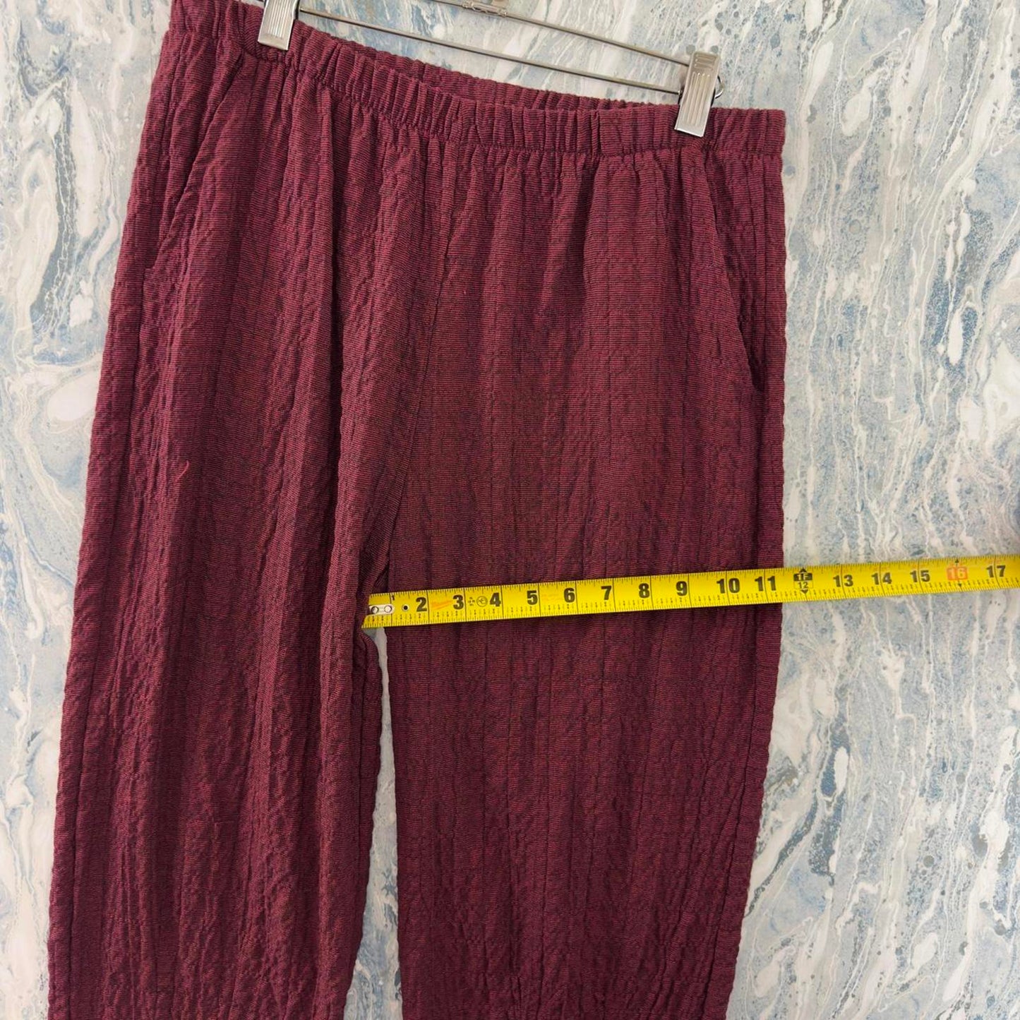 Designer Burgundy Textured Wide Leg Pants (L)