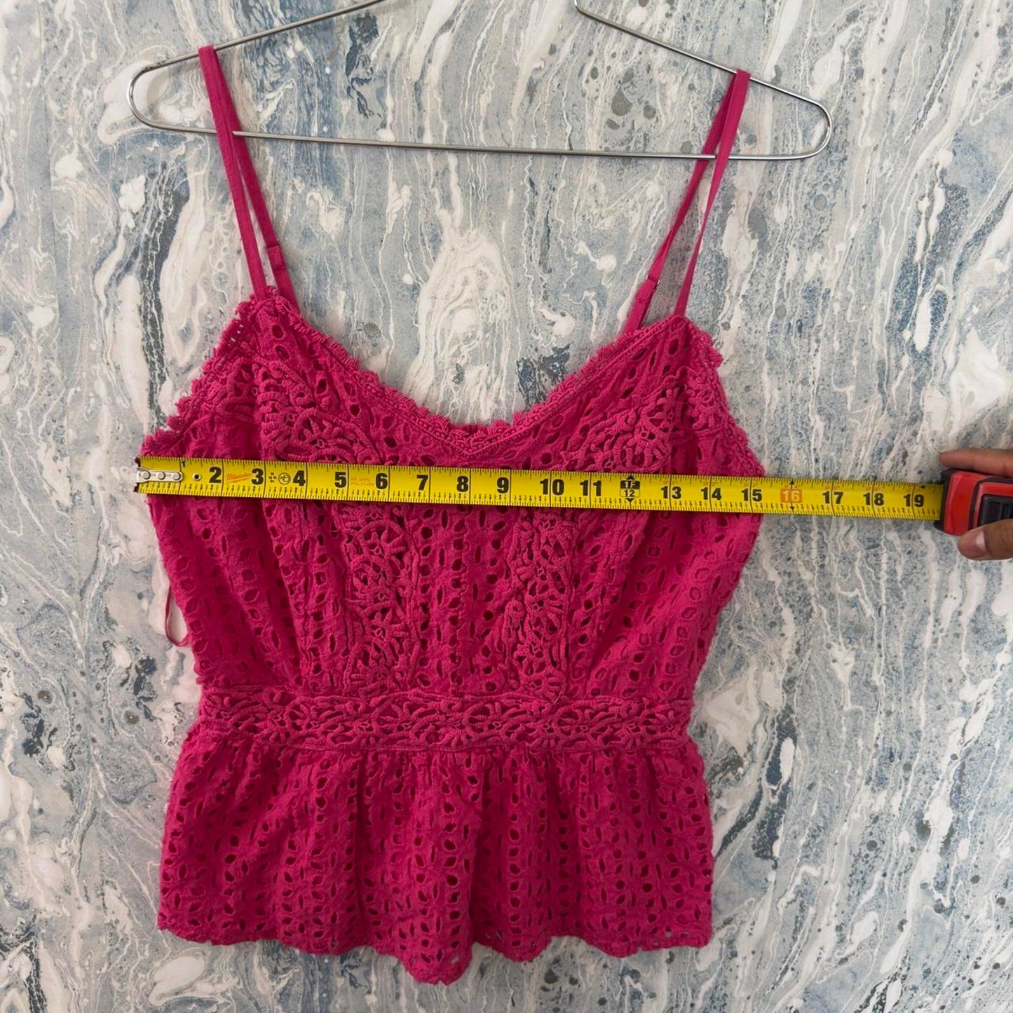 Pink Lace Peplum Camisole Tank Top (S/M)