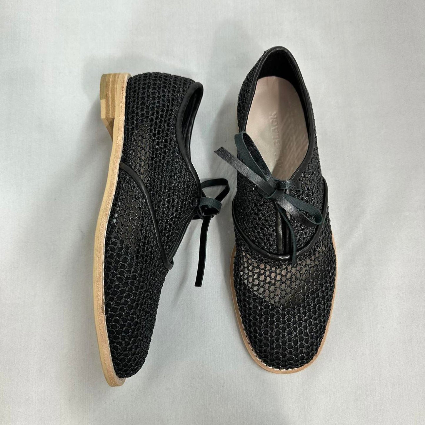 Black Mesh Lace-Up Loafers (6)