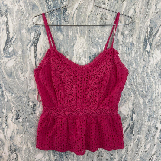 Pink Lace Peplum Camisole Tank Top (S/M)