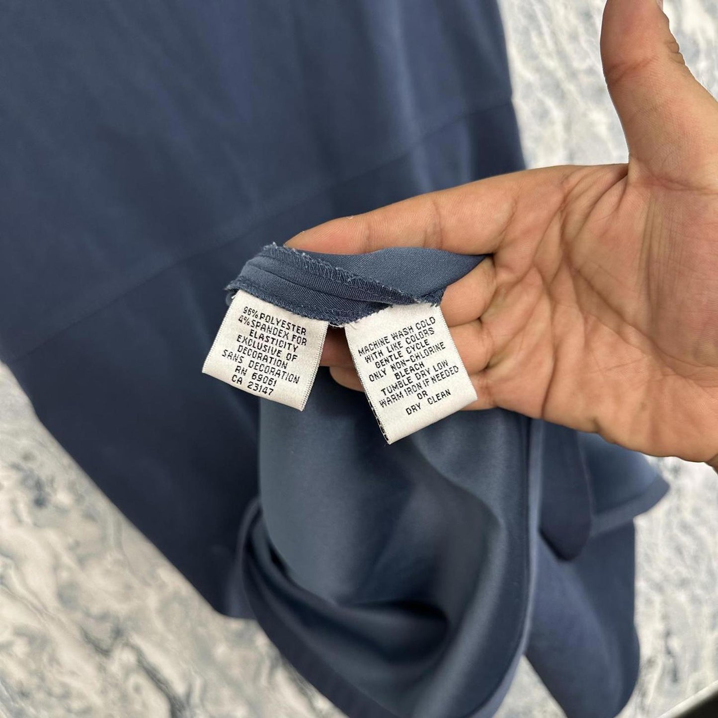 Vintage Talbots Navy Blue Sleeveless Maxidress w Floral Pockets (10)