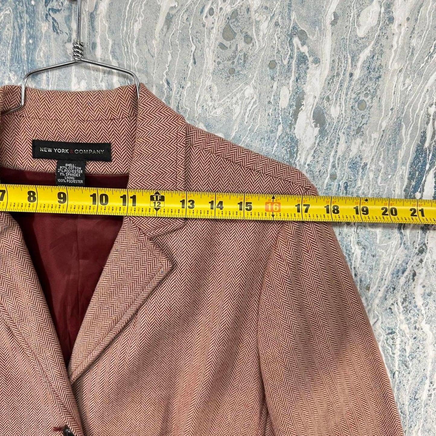 NEW YORK & COMPANY Classic Brown Herringbone Women's Blazer Jacket (10)