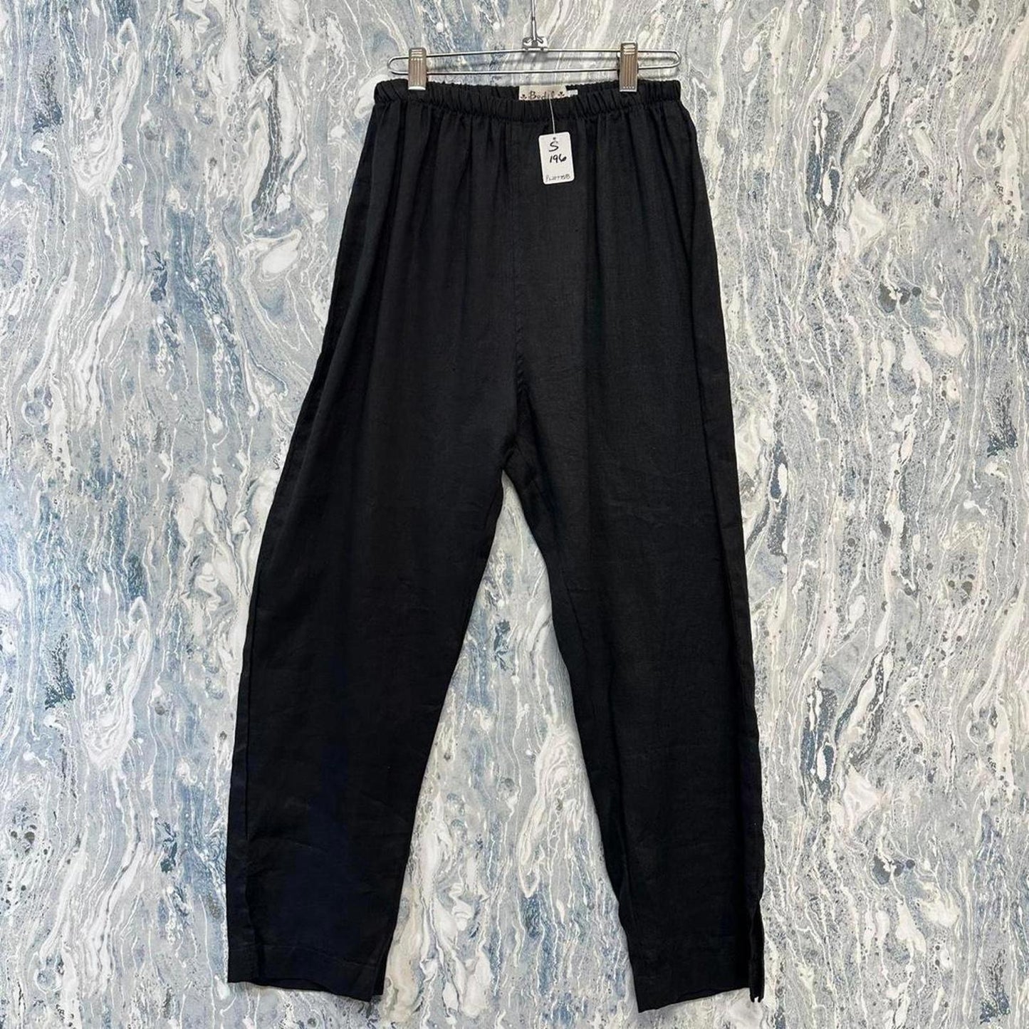 Minimalist basic black linen pants (S)