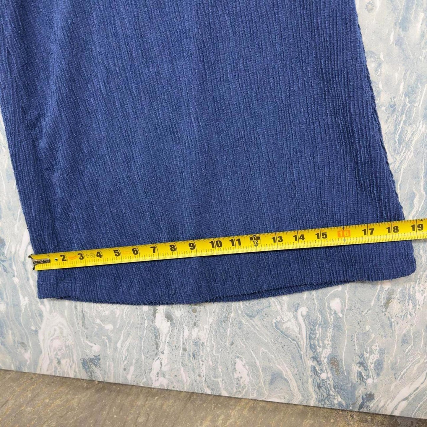 Wide Leg Navy Crinkle Pants (L)