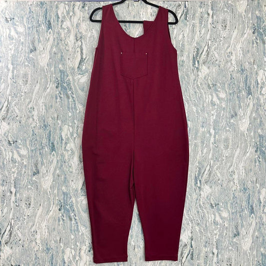 Designer Burgundy Sleeveless Jumpsuit w belt (M/L)