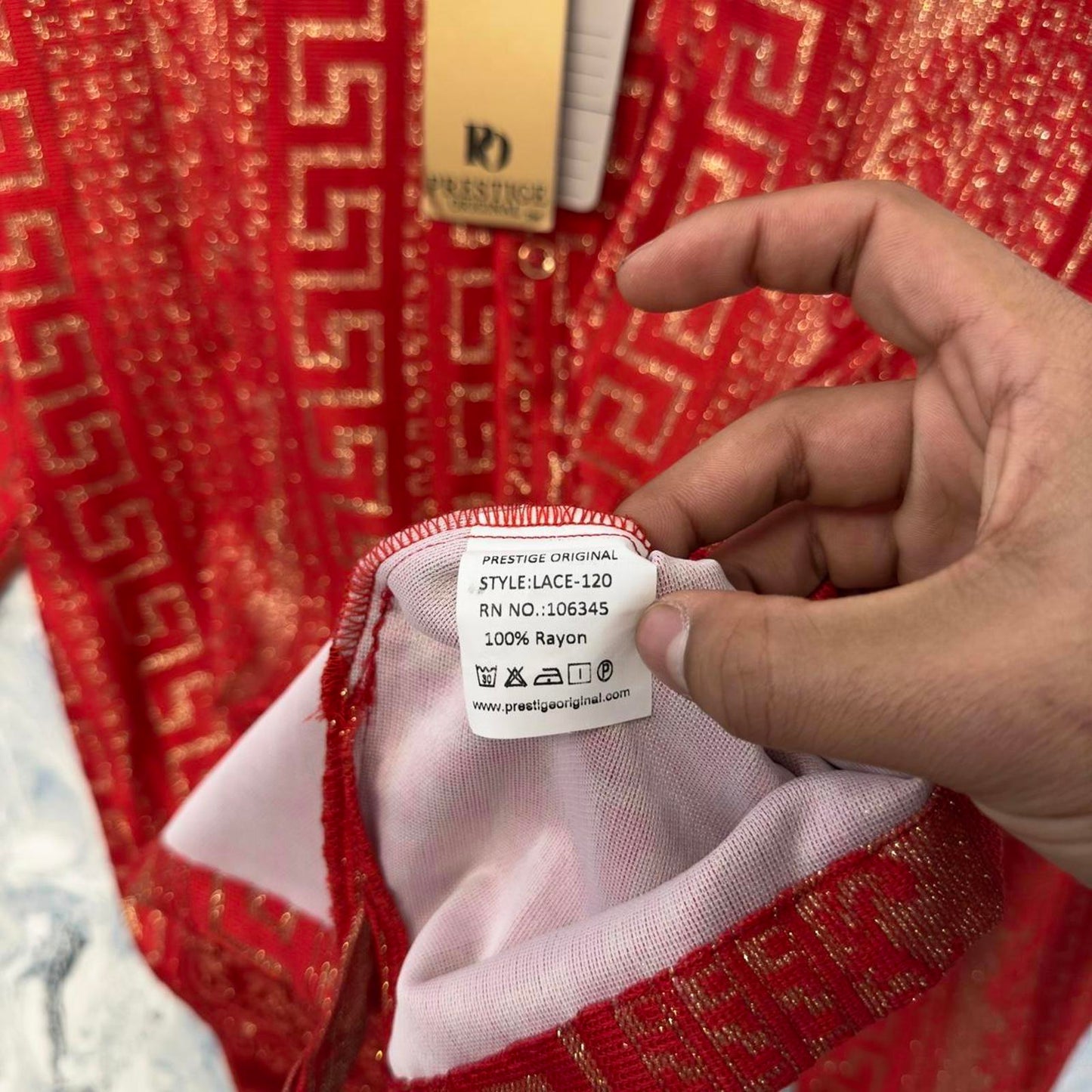 Prestige Original Red & Gold Button Shirt (M)