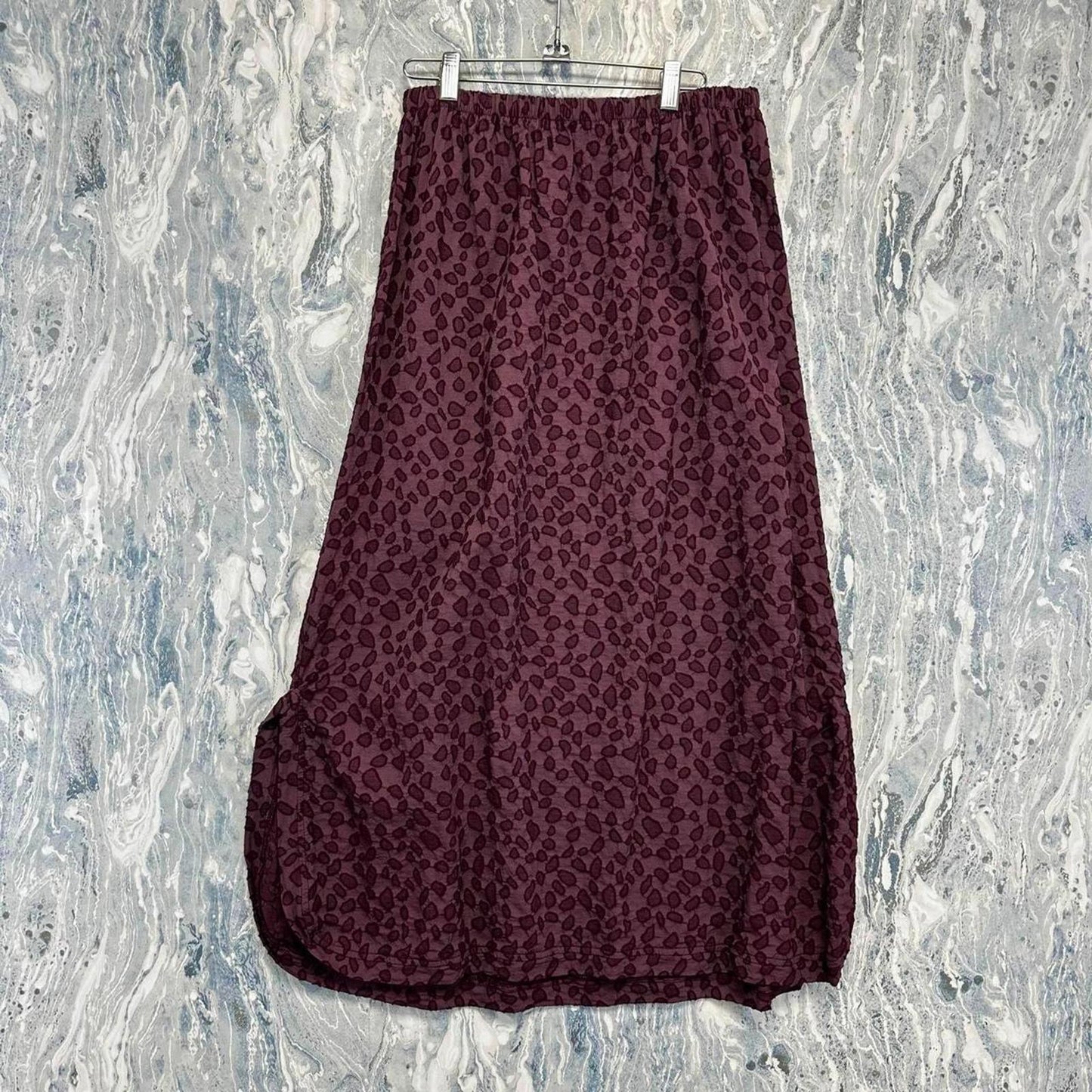 Bodil Designer Boho Wine Pattern Skirt with Pockets (M)