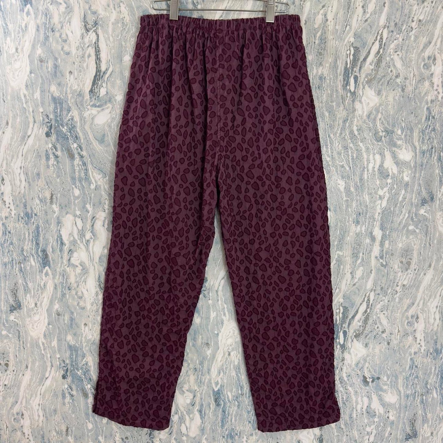 Vintage Styled Wine Red Leopard Print Pants (L)
