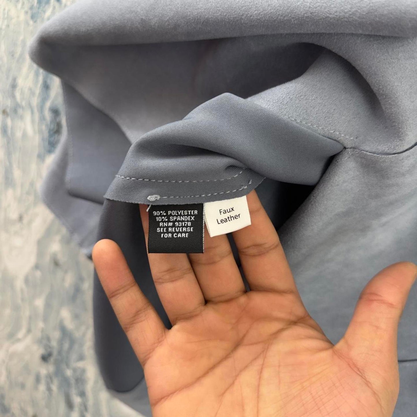 PREMISE Ash Blue Faux Leather Coat (S)